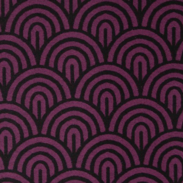 Jacquard Flanell Jersey Bögen Schwarz/Bordeaux by Swafing